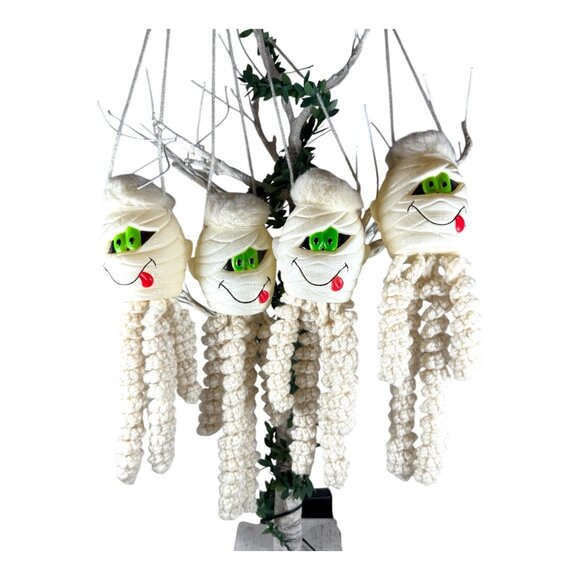 Four handmade mummy blow mold head halloween decor 8x2 DIY craft projects - Picture 1 of 5